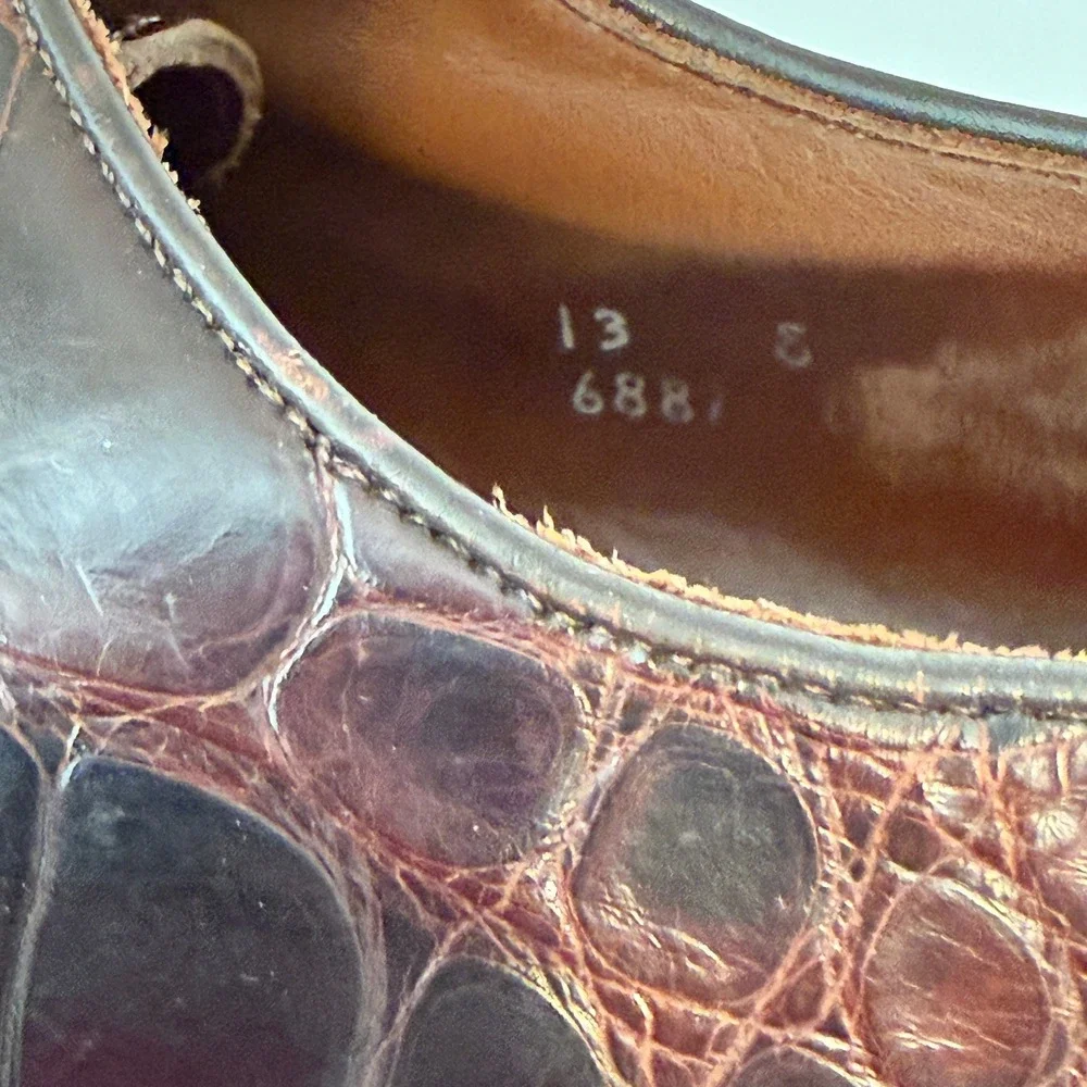 Allen Edmonds Bancroft Brown Alligator Leather Tassel Derby Shoes Mens 13 B